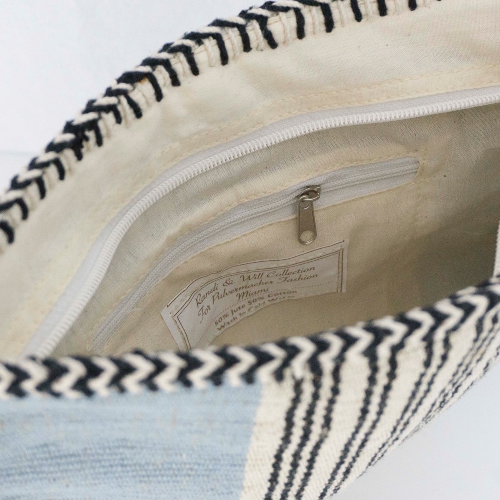 Clutch Jute cotton  with goat leather - Picture 3 of 6